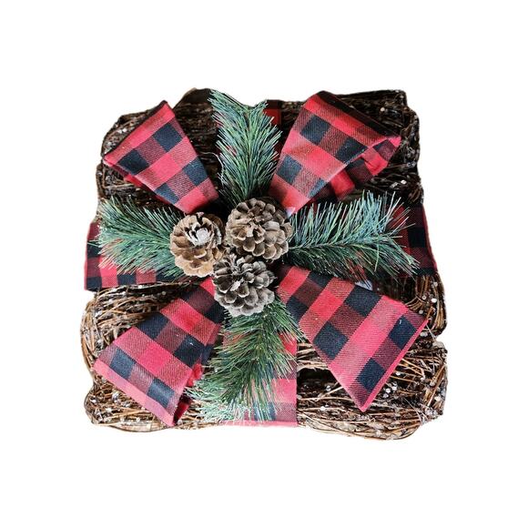 3 Pack Lighted Buffalo Plaid Glitter Rattan Gift Presents Boxes Christmas Decor - Picture 3 of 4